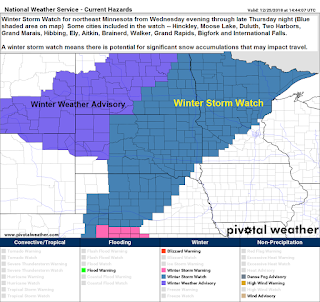 Winter Storm Watch issued for northeast Minnesota from Wed evening