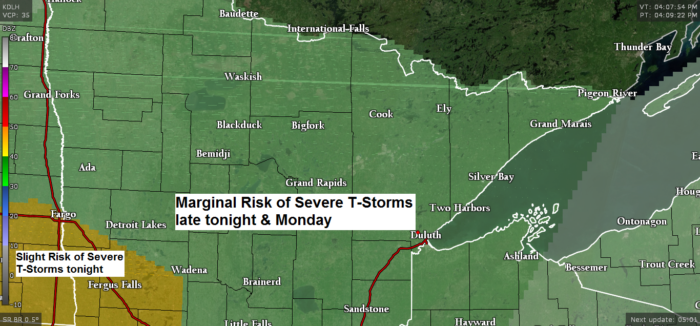 Thunderstorms late tonight and Monday (heavy rain possible) more rain chances midweek