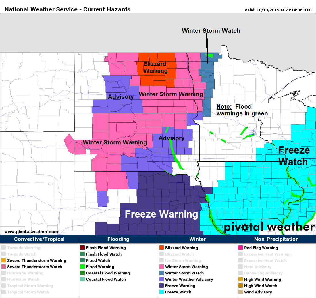 Powerful storm continues through the weekend.  Blizzard conditions in parts of North Dakota (1 to 3 feet of snow) Wet weather in the Northland tonight; turning blustery and colder Friday; some snow or mixed precip Fri night-Sun