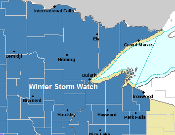 Winter Storm Watch in effect for the entire Northland from Friday evening-Sunday afternoon; Lakeshore Flood Watch for the Twin Ports Saturday afternoon-Sunday afternoon