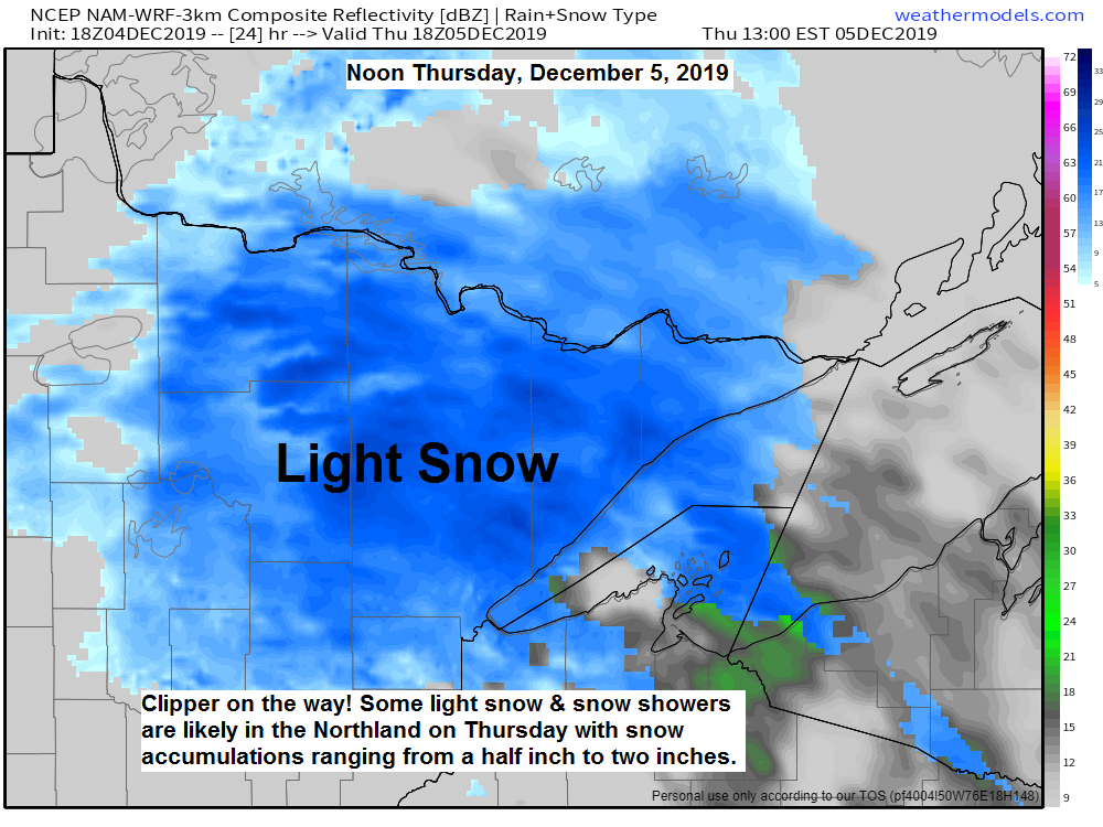 Some light snow on the way Thursday; arctic blast next week along with a possible snow event ~Dec. 8-9