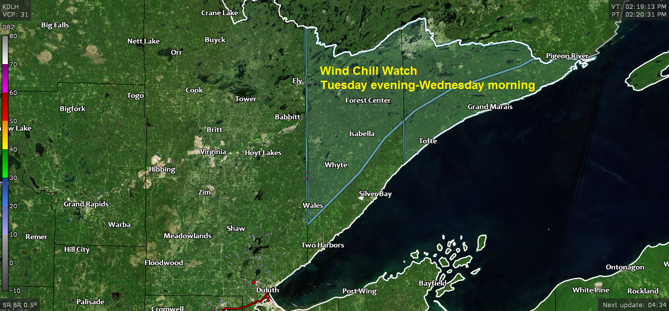 Wind Chill Watch in effect for parts of the Northland for Tuesday night-Wednesday morning; warmer weather arrives later this week
