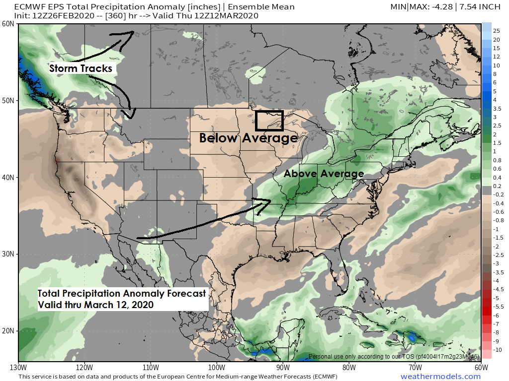 Dry pattern continues across the Northland into early March; chilly through Friday; warmer weather returns this weekend