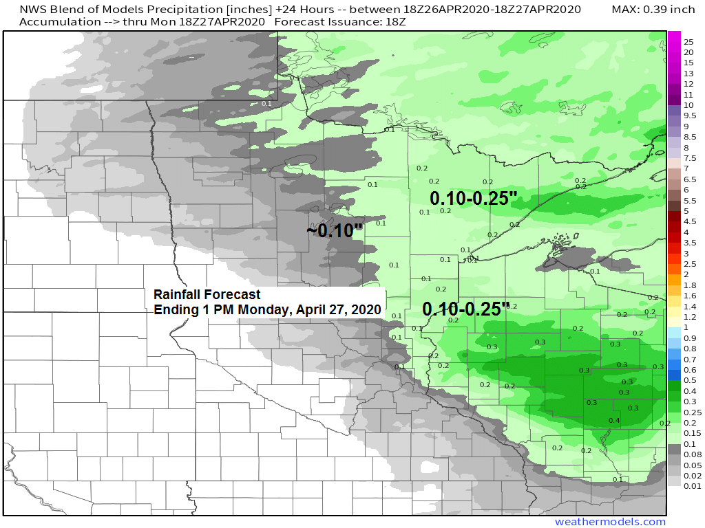 Some rain late tonight/Monday morning; mild and dry Monday afternoon (cooler near Lake Superior)