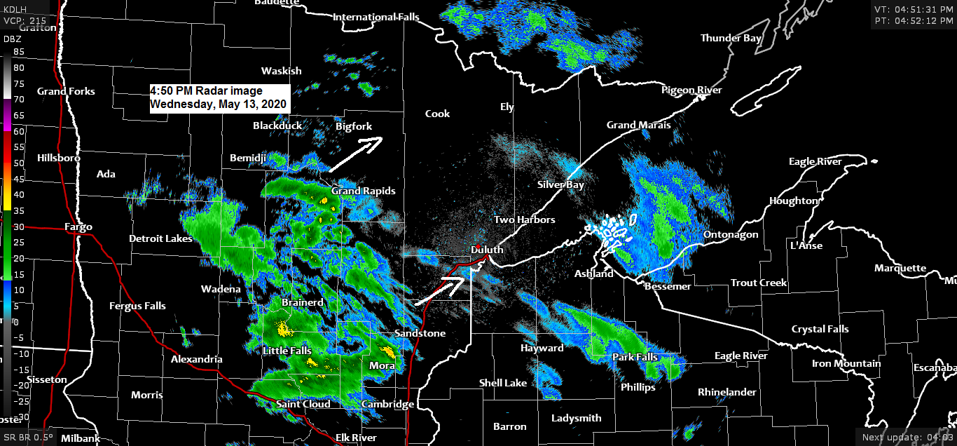 Some rain and patchy fog tonight; a few showers Thursday afternoon and evening, milder – near normal temps (cooler near Lake Superior)