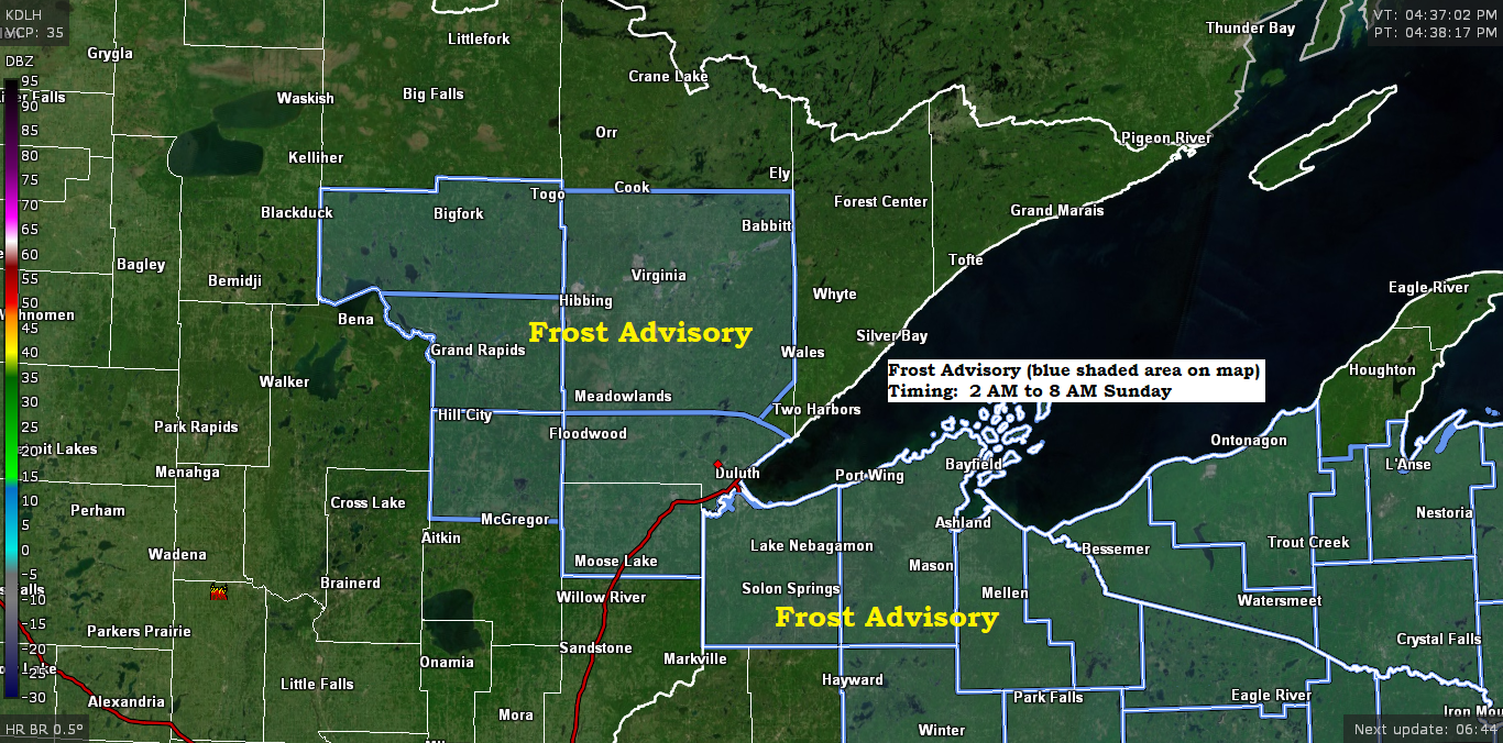 Frost Advisory issued for parts of the Northland tonight; keeping an eye on thunder chances for Monday