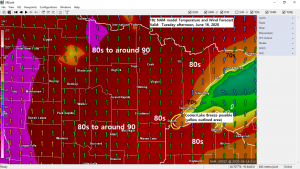 Warm and Dry Tuesday and Wednesday with highs in the 80s to around 90 degrees, cooler along the North Shore