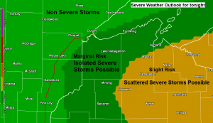 Occasional showers and a few t-storms tonight; breezy on Sunday with a few afternoon showers