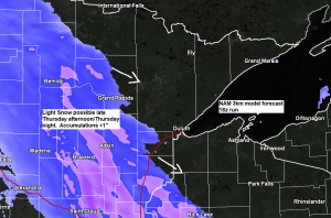 A few flurries possible tonight; cold Thursday with a little light snow possible late