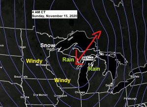 3 to as much as 8″ of wet heavy snow and scattered power outages reported in parts of the Northland early Sunday morning