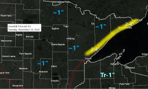 Some snow, mixed precip and areas of fog on the way for Tuesday