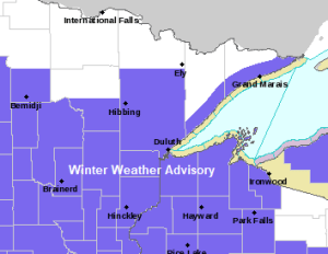 Some snow on the way Tuesday afternoon-Wednesday morning – Winter Weather Advisory in effect for parts of the Northland