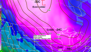 Bitterly cold and blustery with patchy blowing snow through early next week