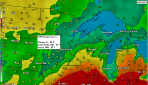 Milder temps on the way the next few days but cooler at times near Lake Superior; few showers possible Thursday and this weekend