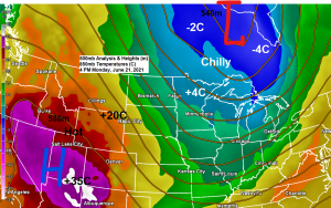 Cool tonight; A few showers far north on Tuesday; 80s return Wednesday