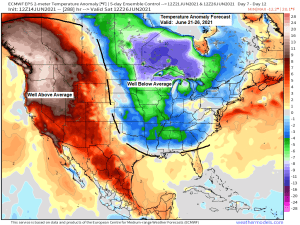 Mild this week; Much cooler next week; A few showers possible late Wednesday but overall a dry weather pattern continues
