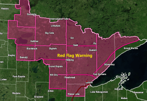 Critical Fire Weather Conditions expected this afternoon in northeast Minnesota