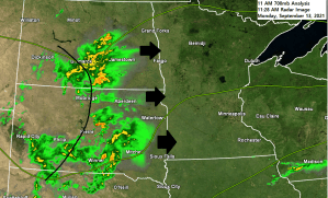 Low temperature reports from Monday morning and a look ahead to tonight’s rain event