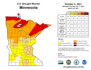 Drought Update for 10/5/2021– Drought continues to improve in Minnesota