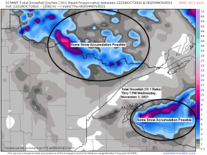 Some sun returns Friday and Saturday; Turning colder Halloween through much of next week with some snow showers possible early in the week