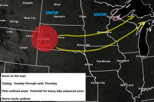 Snow possible midweek. Milder temps early in the week followed by another arctic blast mid to late week