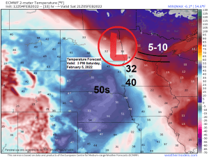 Very cold tonight; Snow Saturday; Temps near 40 Tuesday afternoon