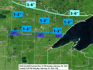 Snow for northern Minnesota tonight into Sunday morning
