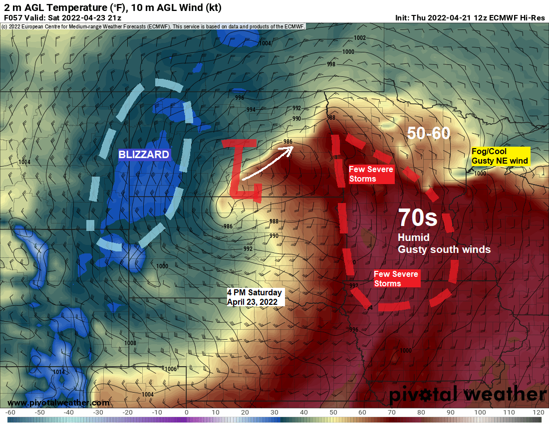 Another Spring Storm on the way Friday PM-Sunday; Occasional showers, t-storms and gusty winds for the Northland; Blizzard to hit western North Dakota