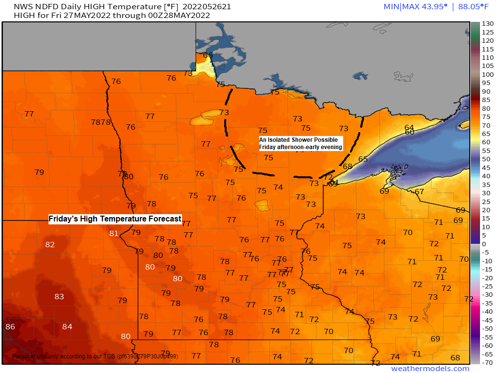 Sunshine and 70s Friday; Stormy at times this weekend-early next week with rounds of scattered showers/t-storms with heavy rain and a few strong-severe storms possible