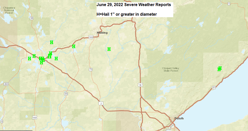 Storm and Rainfall Reports for June 29, 2022