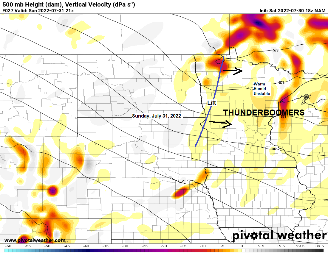 Warm temperatures continue Sunday; A few showers/t-storms northern MN tonight; Scattered showers/t-storms Sunday