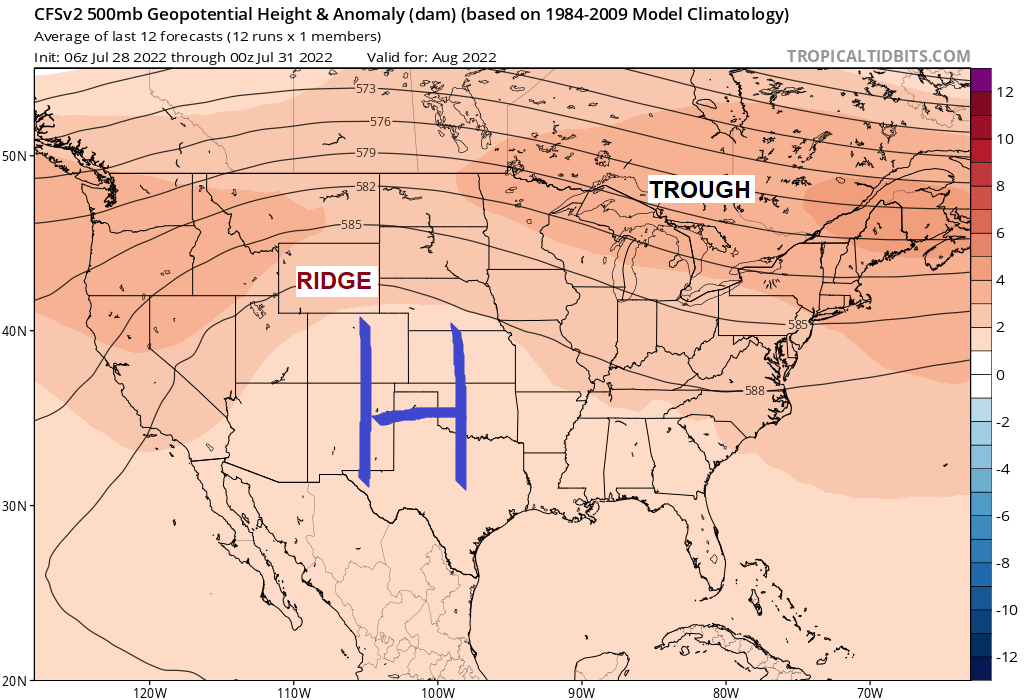 Summer 2022 temp and precip stats; Long Range Forecast for August 2022