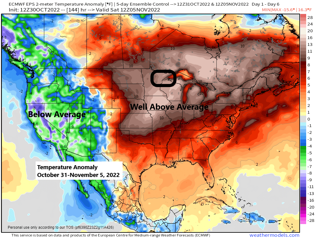 Mild afternoons continue through Thursday with record/near record warmth possible; Late week rain/snow chances; A colder pattern possible 2nd week of Nov.