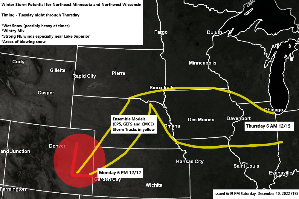 Snowfall reports from today; Winter Storm Potential Tuesday night-Thursday