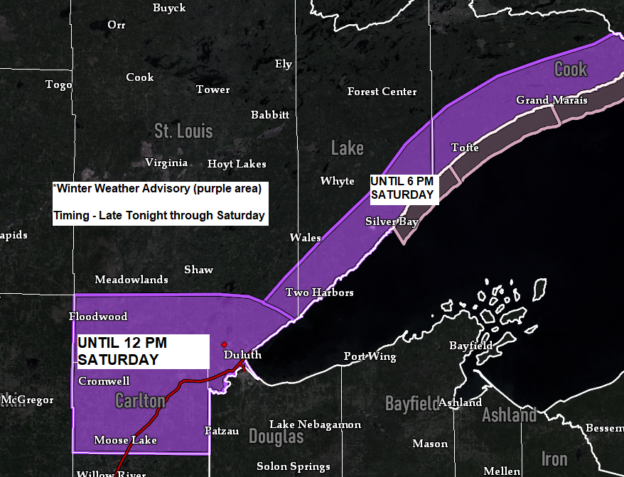 Winter Weather Advisory issued for the North Shore Saturday; Update on next week’s storm; December 2022 running -7 to -12 degrees colder than average in the Northland