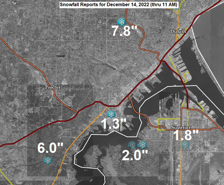 Winter Storm Update; Snowfall Reports thru 12 PM Wednesday