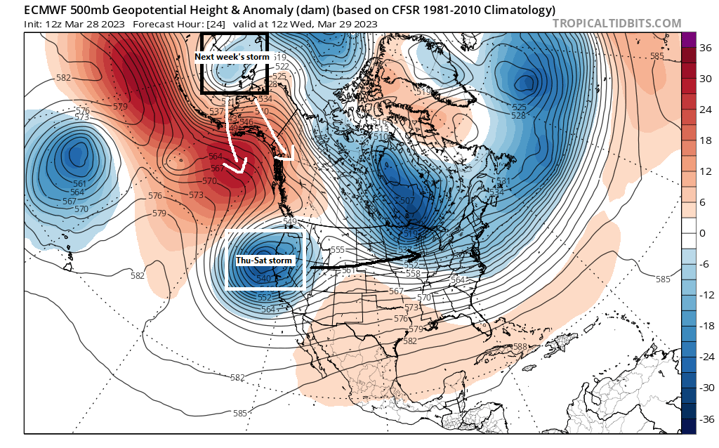 Active pattern into next week; Very cold tonight with snow showers; Accumulating snow/wintry mix Thursday afternoon-early Friday; Shot at 50 degrees Sunday; More snow/rain/wintry mix chances next week