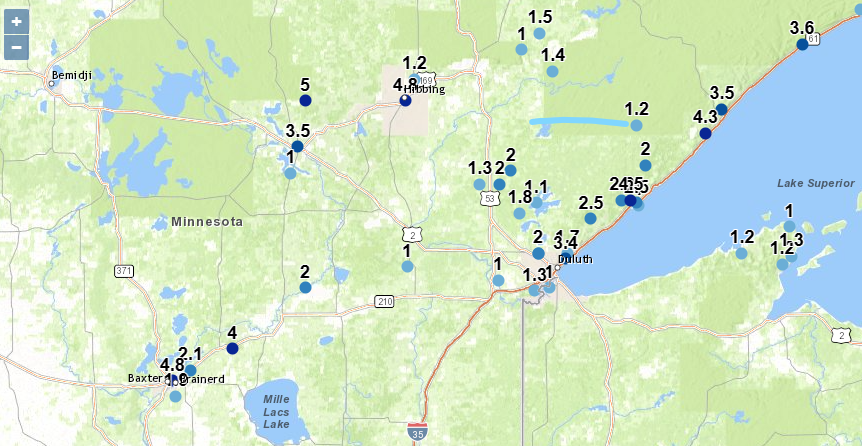 Snowfall and Freezing Rain (Ice) totals thru 8 PM Thursday