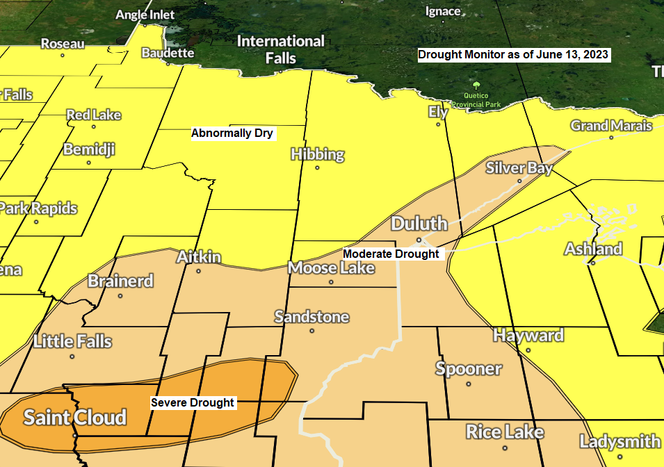 Drought Update; Patchy Frost possible inland from Lake Superior early Friday morning; Scattered rains this weekend; Warm and mainly dry next week