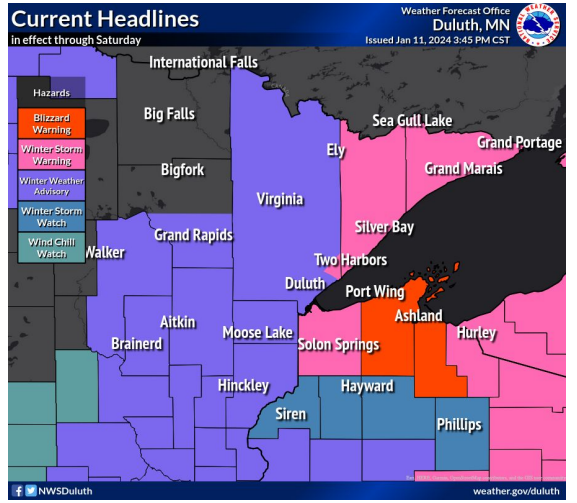 Blizzard Warning issued for parts of the South Shore of Lake Superior