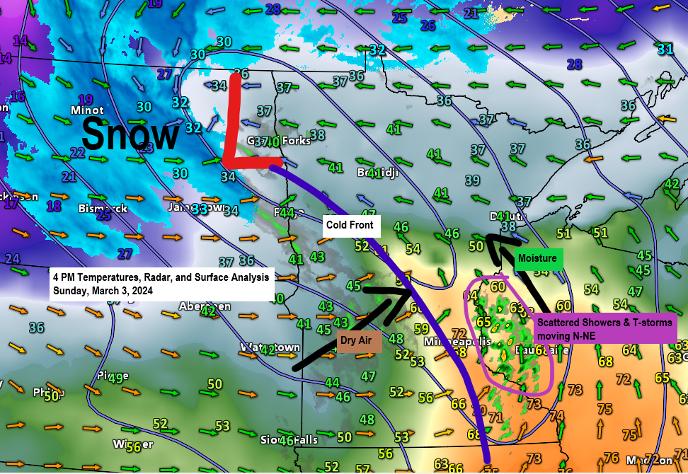 Windy! Scattered showers and a few thunderstorms this evening