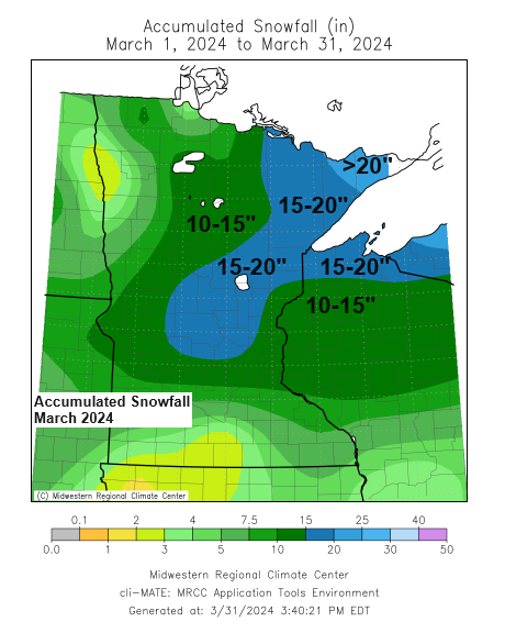 Precipitation and Snowfall Totals for March 2024