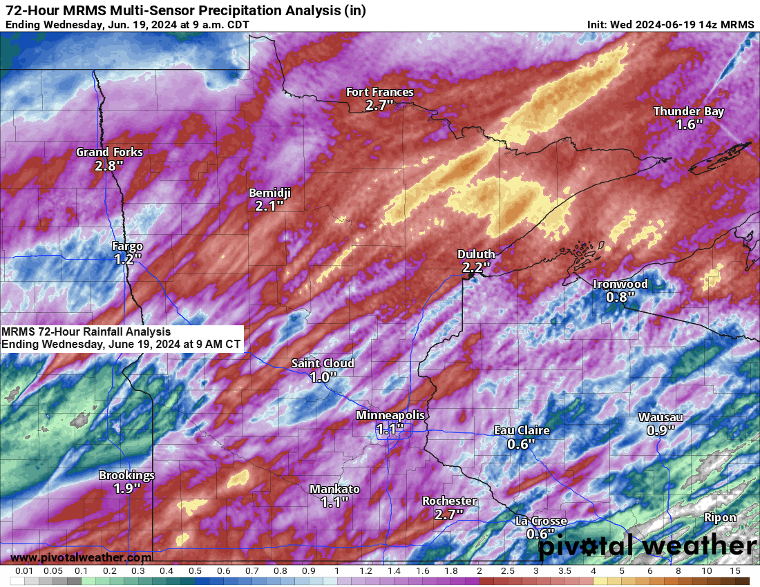 More flood reports and final rainfall totals from June 18-19