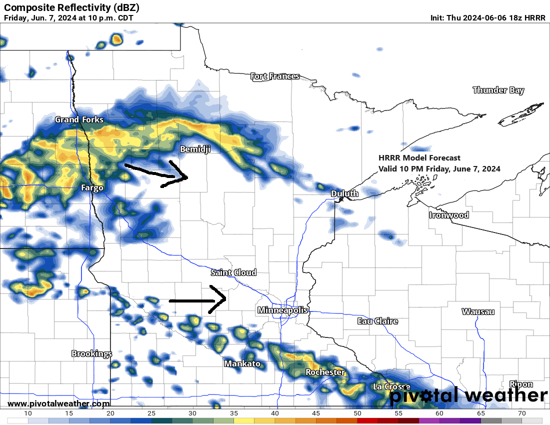 Breezy conditions continue the next few days; Isolated showers this evening; Some more showers possible late Friday night; Additional storm reports from June 5th