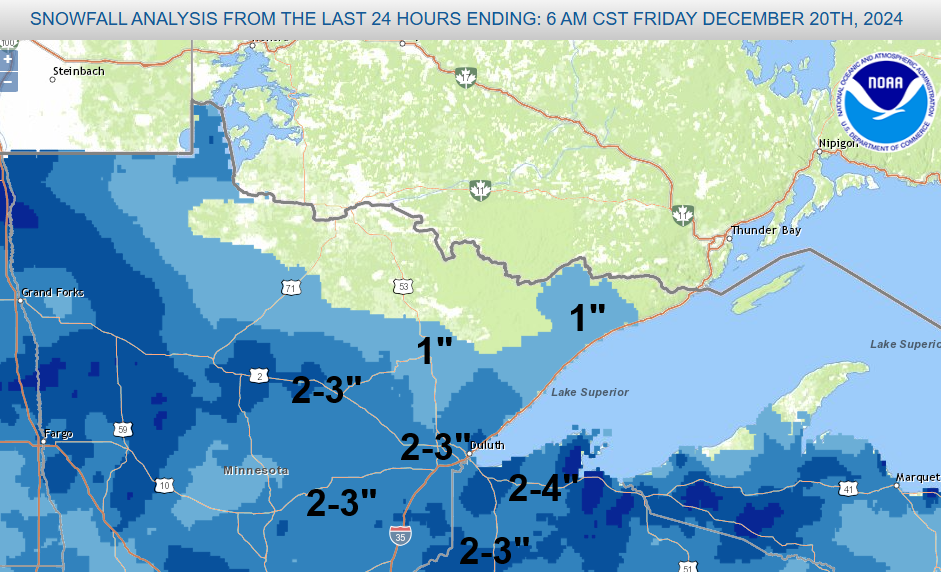 Snowfall Reports December 19-20, 2024
