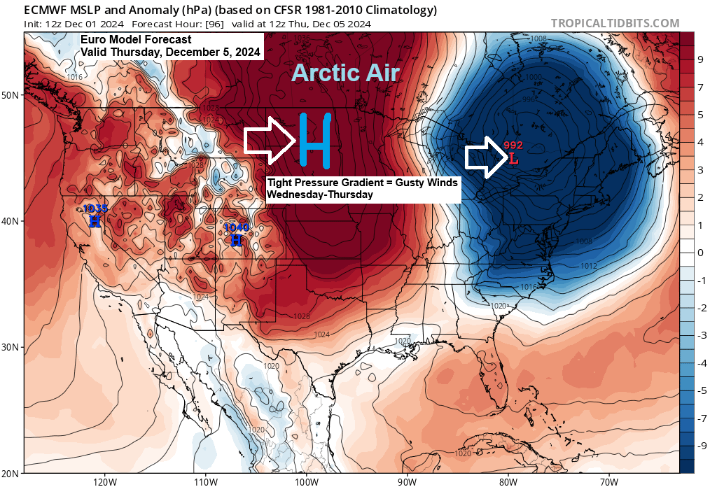 Parts of the Northland may receive a few inches of snow from Tuesday to early Wednesday.