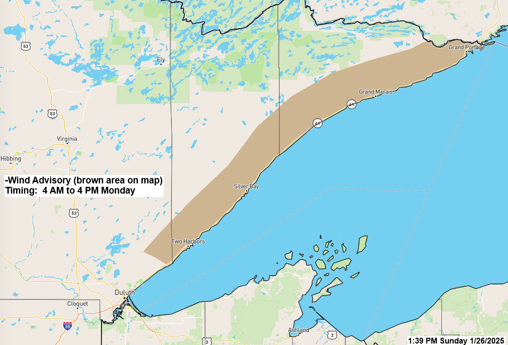 It will be windy for the next few days, with a few inches of snow expected in far northern Minnesota on Tuesday