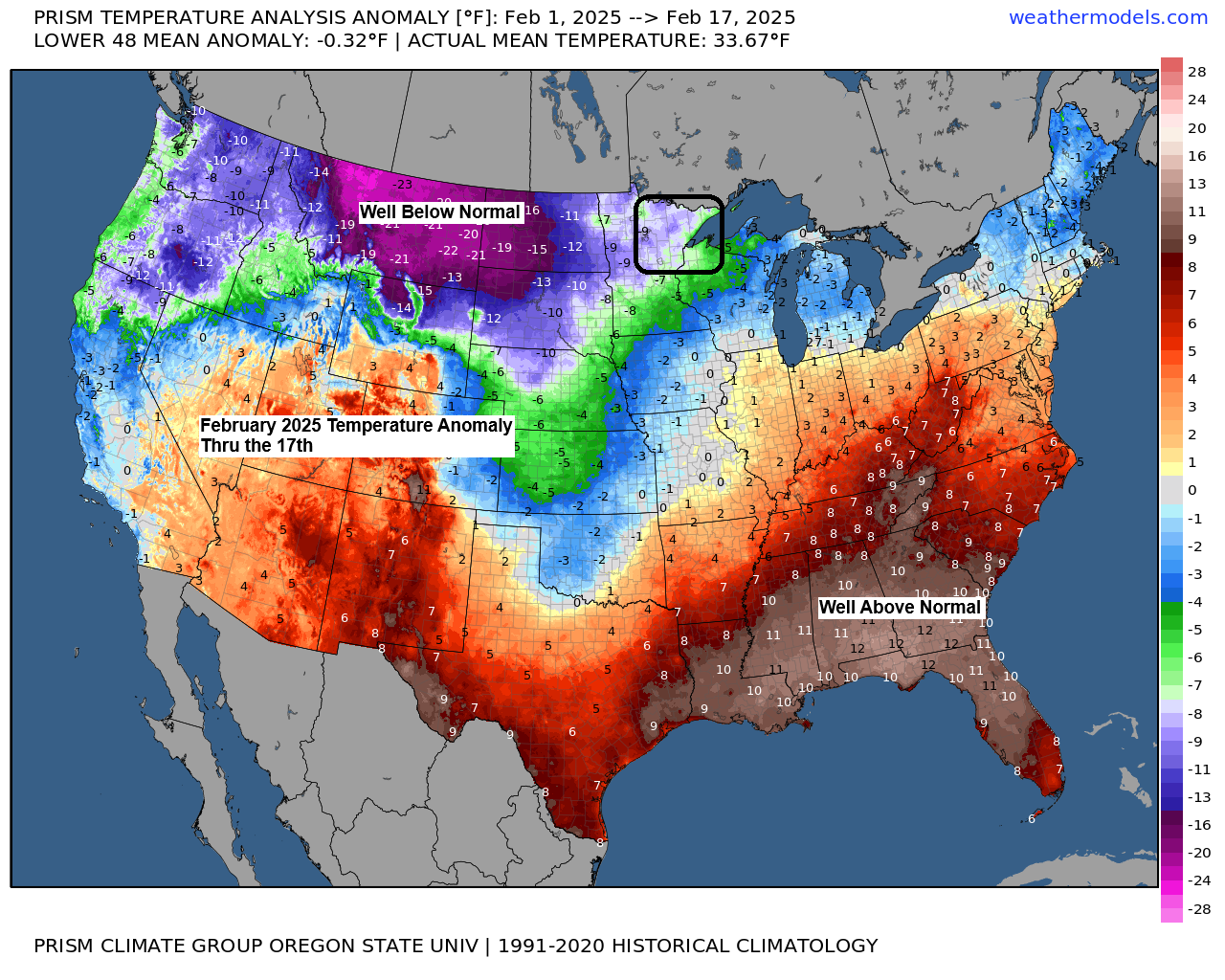 Northland Low Temperature and Wind Chill Reports for February 18, 2025
