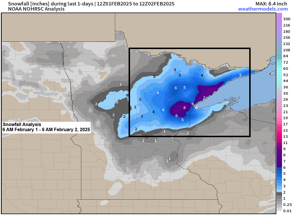 Northland Snowfall Reports: February 1-2, 2025