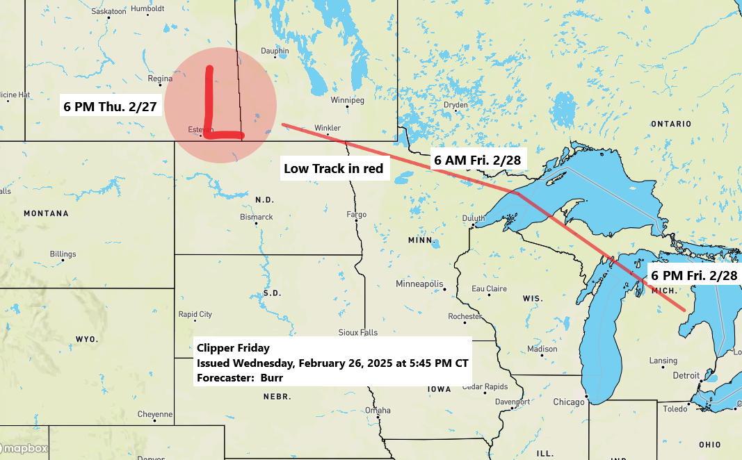 Scattered snow showers tonight; Clipper Friday; Update on next week’s system